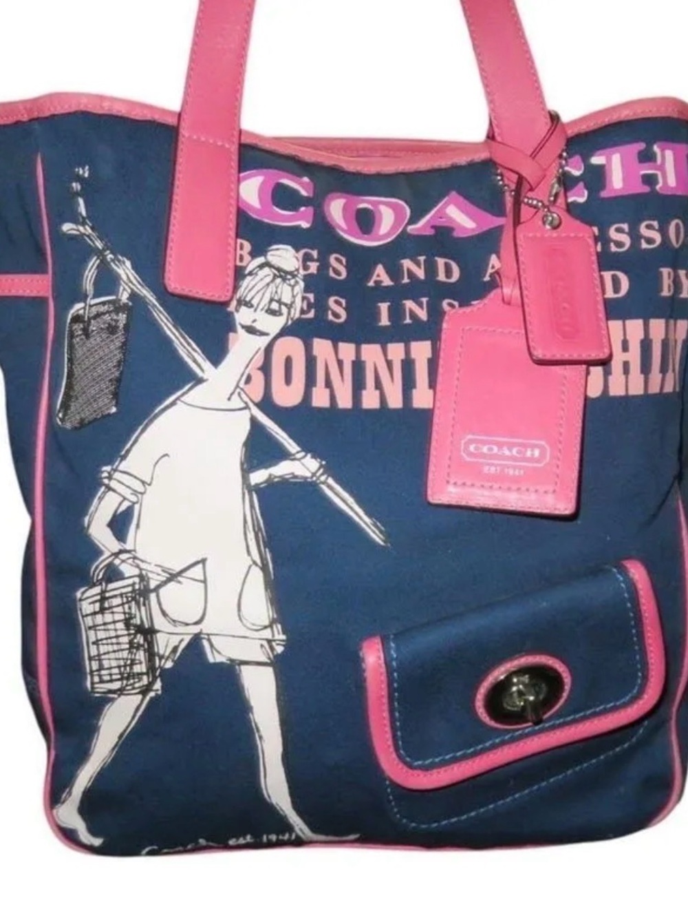 Coach 2008 Limited Edition Bonnie Cashin Navy Canvas Tote
